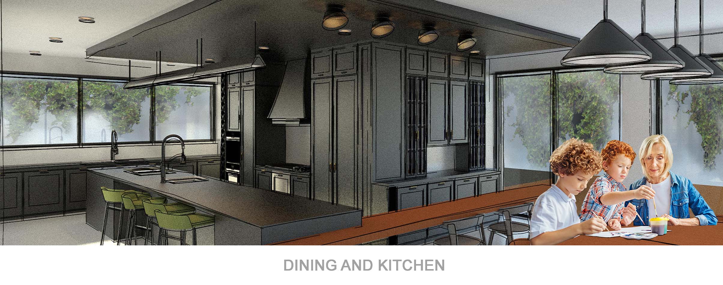 Tripartition — dining and kitchen